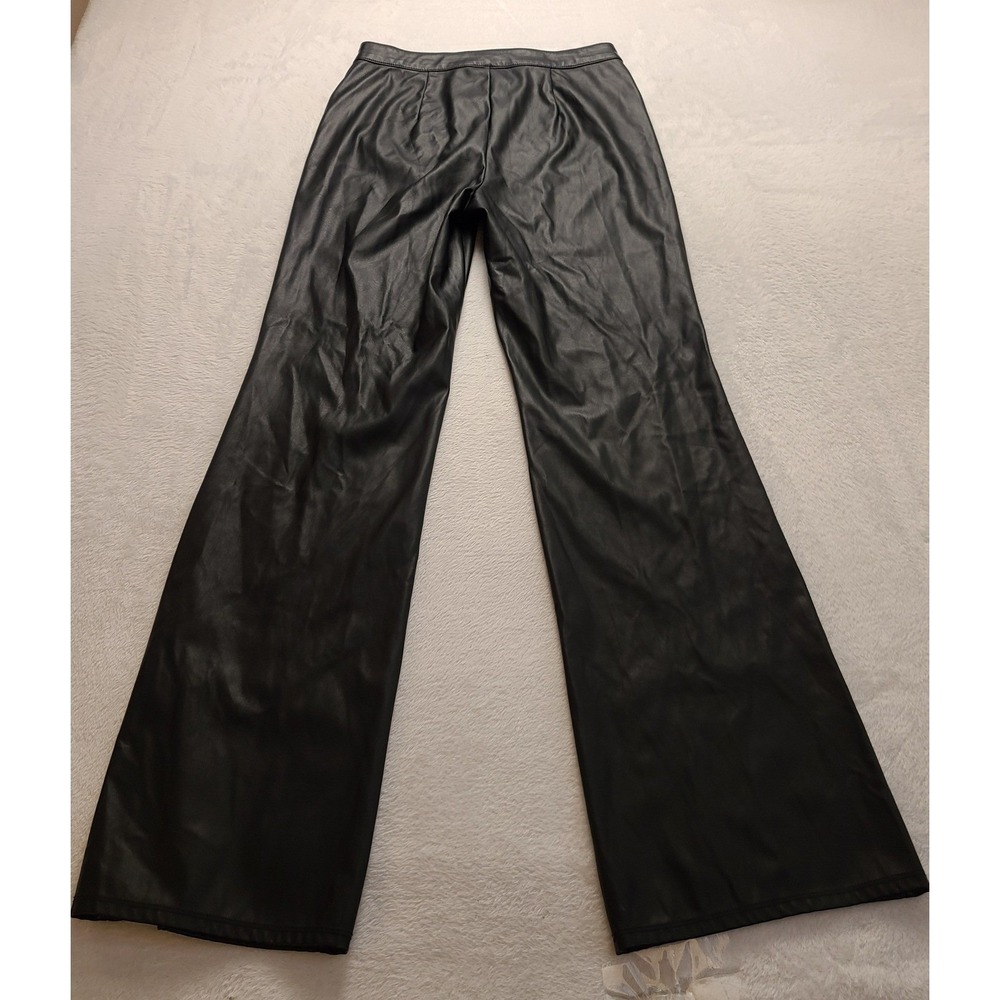 Wild Fable Women's Black Faux Leather Wide Leg Seam Front Pants Size 2 NWOT - Picture 2 of 13